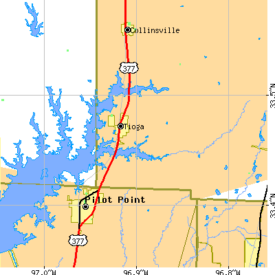 Zip code 76271 close-up map