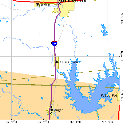 Zip code 76272 close-up map