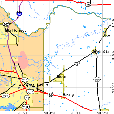 Zip code 76301 close-up map