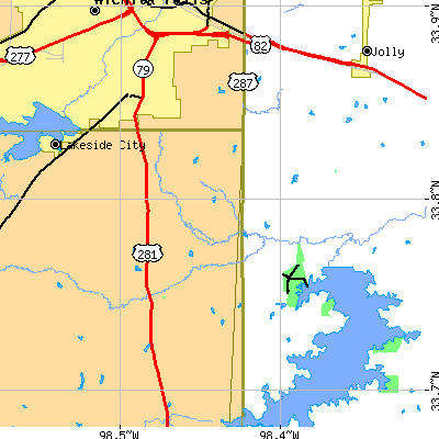 Zip code 76302 close-up map