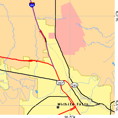 Zip code 76306 close-up map