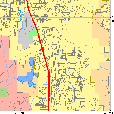 Zip code 35802 close-up map