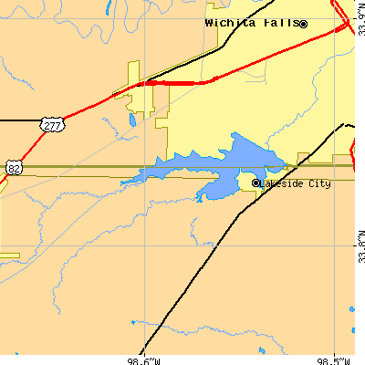 Zip code 76308 close-up map