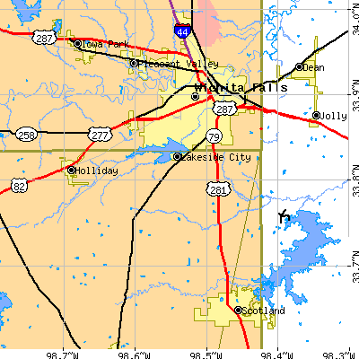 Zip code 76310 close-up map
