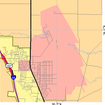 Zip code 76311 close-up map