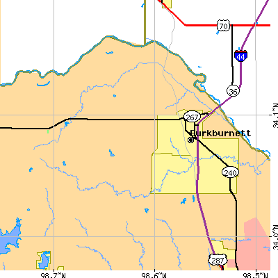 Zip code 76354 close-up map