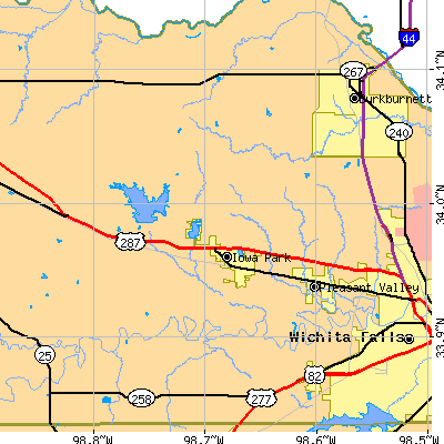 Zip code 76367 close-up map