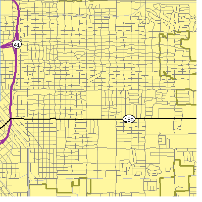 Zip code 93702 close-up map