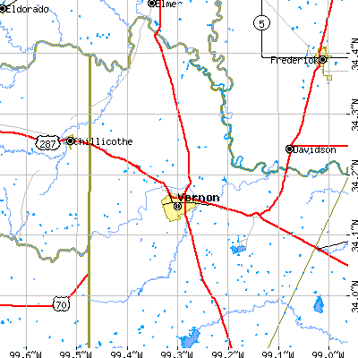 Zip code 76384 close-up map