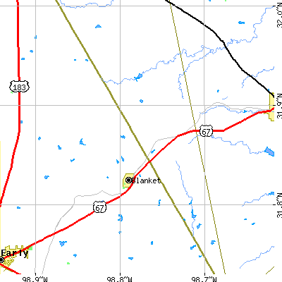 Zip code 76432 close-up map
