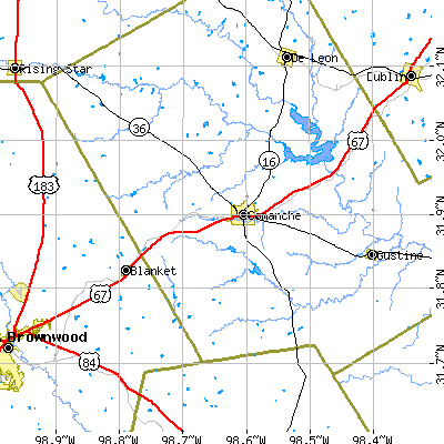 Zip code 76442 close-up map