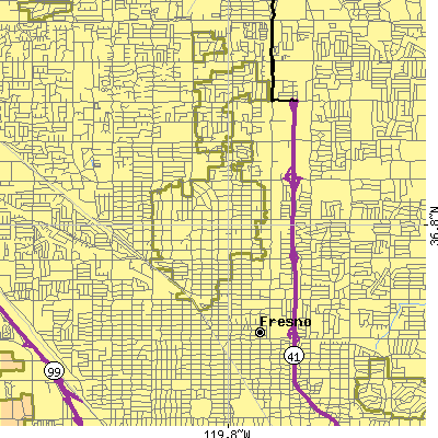 Zip code 93704 close-up map