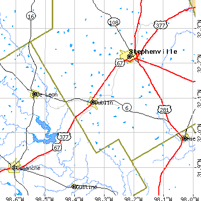 Zip code 76446 close-up map