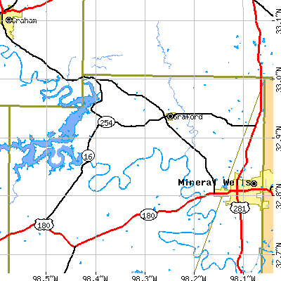 Zip code 76449 close-up map