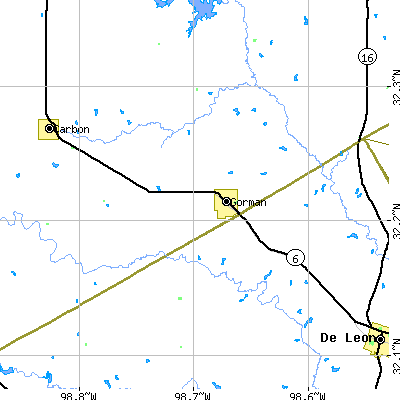 Zip code 76454 close-up map