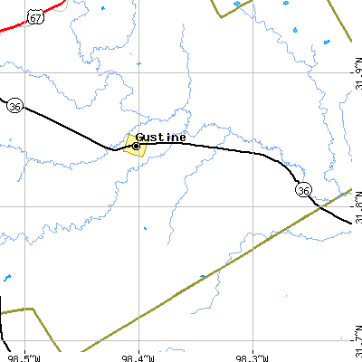 Zip code 76455 close-up map