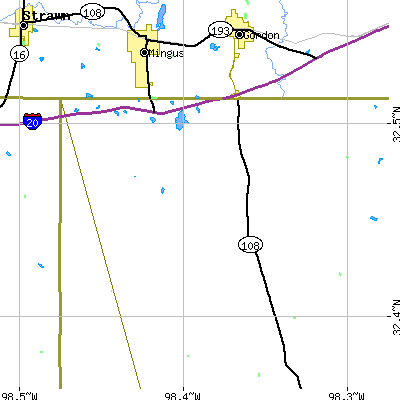 Zip code 76463 close-up map