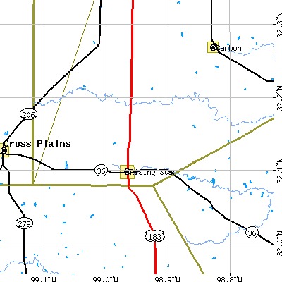 Zip code 76471 close-up map