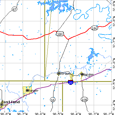 Zip code 76475 close-up map