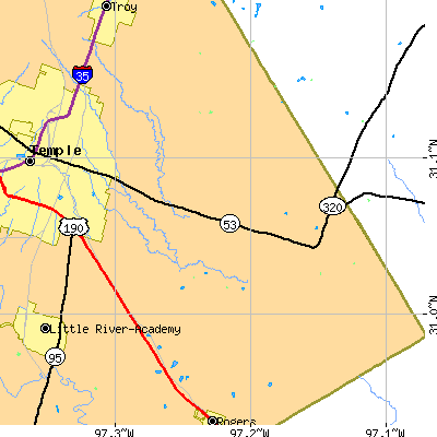 Zip code 76501 close-up map