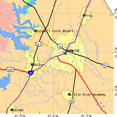Zip code 76502 close-up map