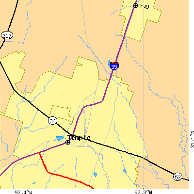 Zip code 76504 close-up map