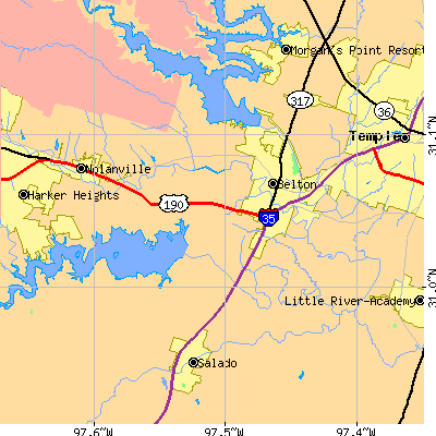 Zip code 76513 close-up map