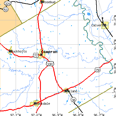 Zip code 76520 close-up map