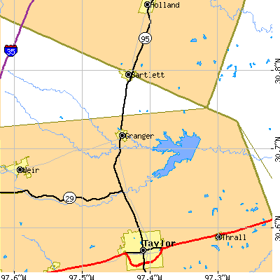 Zip code 76530 close-up map