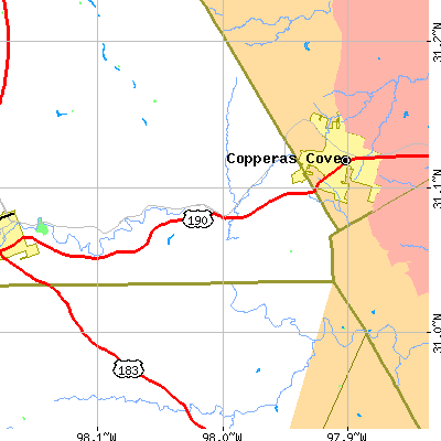 Zip code 76539 close-up map