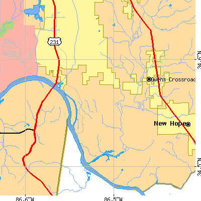 Zip code 35803 close-up map