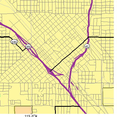 Zip code 93721 close-up map