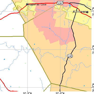Zip code 76549 close-up map