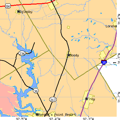 Zip code 76557 close-up map