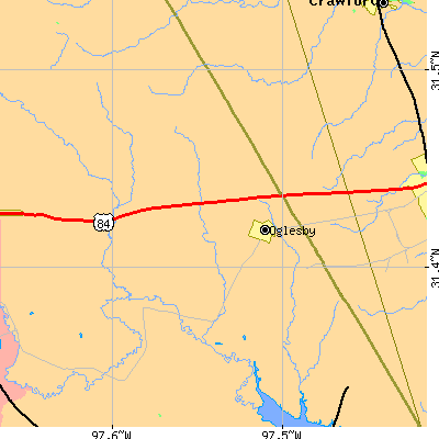 Zip code 76561 close-up map
