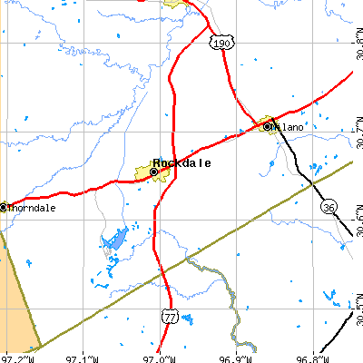 Zip code 76567 close-up map