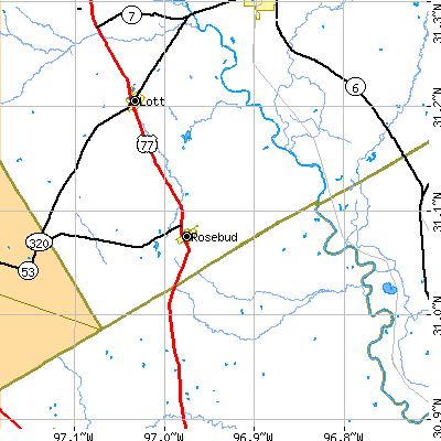 Zip code 76570 close-up map