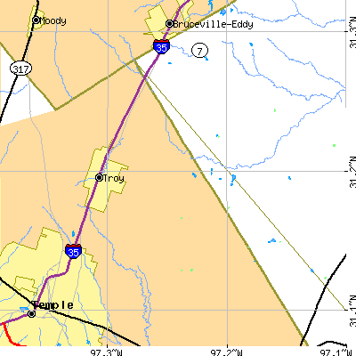 Zip code 76579 close-up map