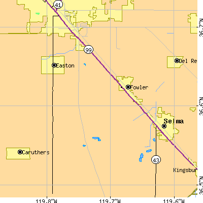 Zip code 93725 close-up map
