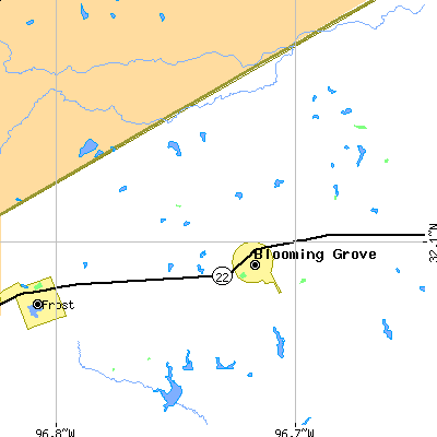 Zip code 76626 close-up map