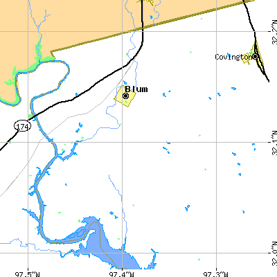 Zip code 76627 close-up map