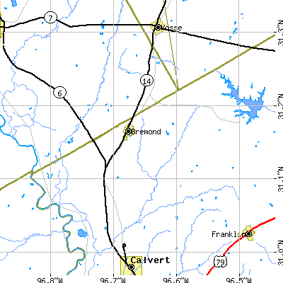 Zip code 76629 close-up map