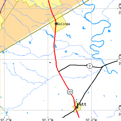 Zip code 76632 close-up map