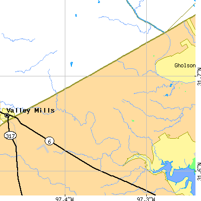 Zip code 76633 close-up map