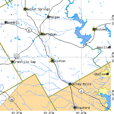 Zip code 76634 close-up map