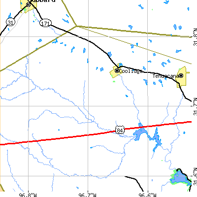 Zip code 76635 close-up map