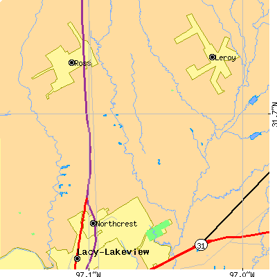 Zip code 76640 close-up map
