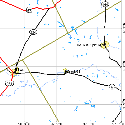 Zip code 76649 close-up map