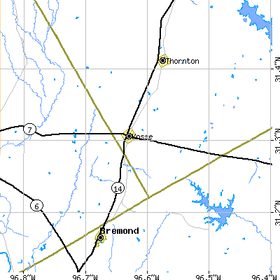 Zip code 76653 close-up map