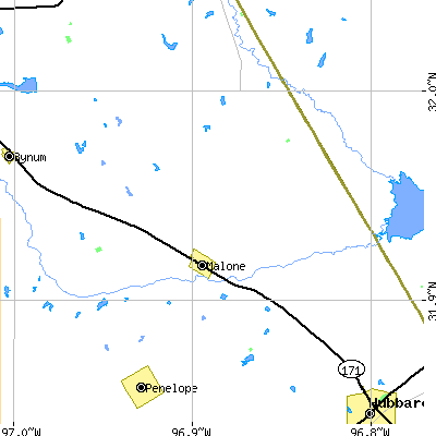 Zip code 76660 close-up map